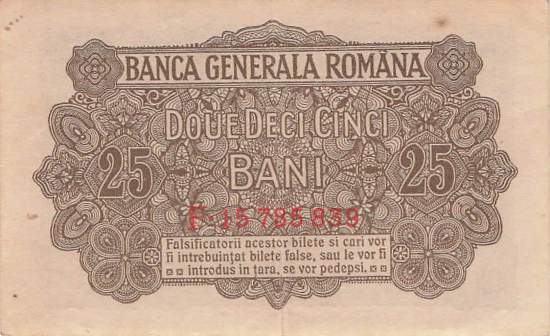 RRumänien 25 Bani ro.472ba 1917